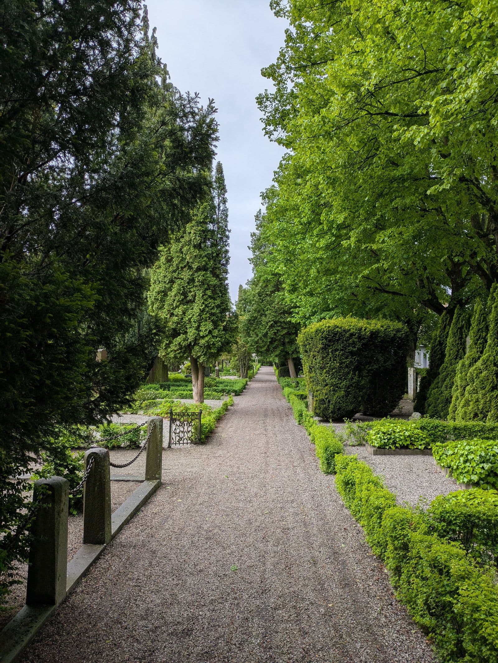 Compacted aggregate path with stone borders